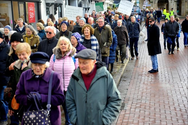 March for Manhood and Harbour villages. Petition has been signed by 5,000 people opposing the urbanisation of the area around Chichester. Pic S Robards SR2201291