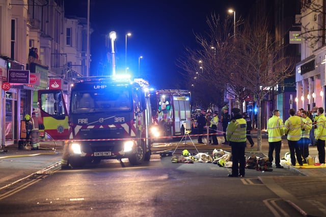Emergency services at the scene of the fire in Worthing. Picture by Eddie Mitchell SUS-220102-072611001