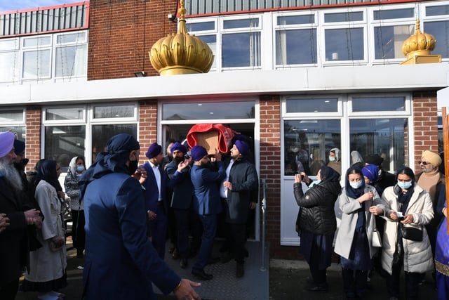 Mourners gathered at Gurdwara Baba Budha Sahib Ji Temple at Royce Road before a service at Peterborough Crematorium.