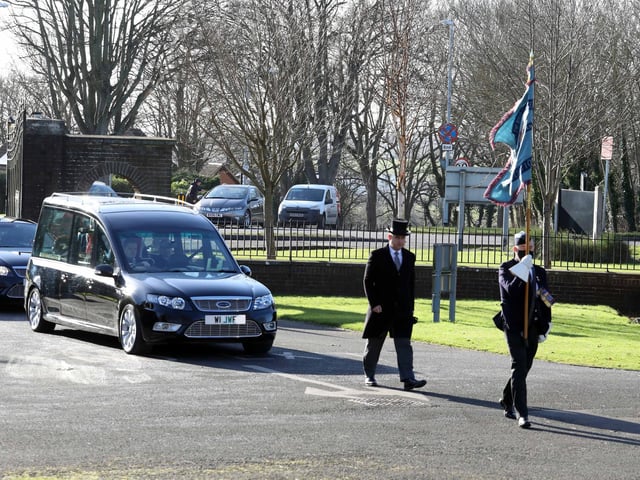 The RAF Association standard was carried ahead of Reg's cortege
