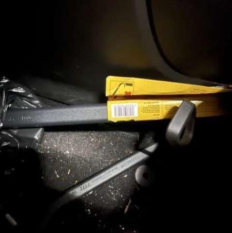 A crowbar found by police