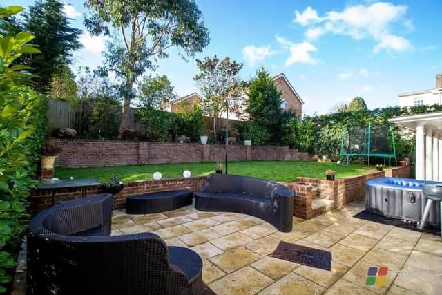 The rear garden enjoys a southerly aspect so there is lots of sunshine throughout the day. There is also a paved terrace for dining outside. Picture: PSP Homes.