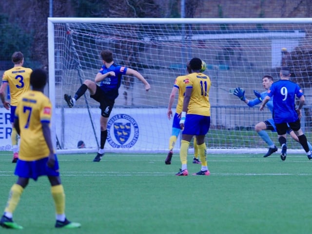Action and goal celebrations from Lancing's win over Three Bridges / Picture: Stephen Goodger