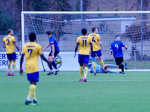 Action and goal celebrations from Lancing's win over Three Bridges / Picture: Stephen Goodger