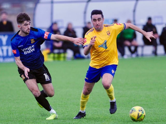 Action and goal celebrations from Lancing's win over Three Bridges / Picture: Stephen Goodger