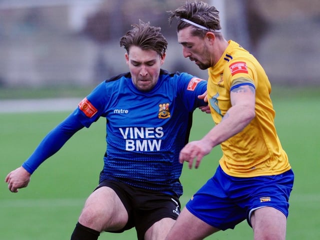 Action and goal celebrations from Lancing's win over Three Bridges / Picture: Stephen Goodger