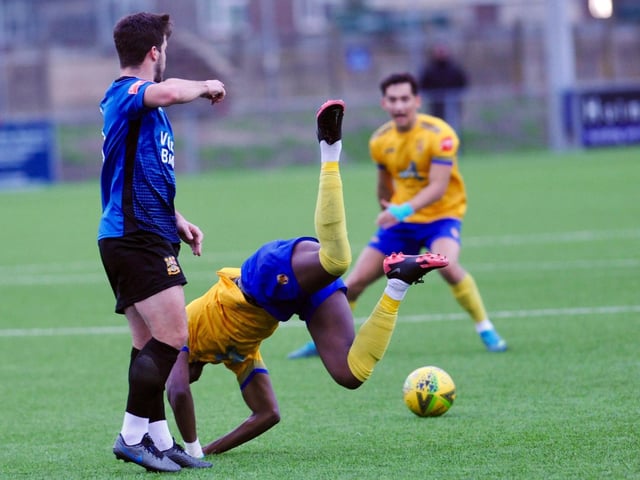 Action and goal celebrations from Lancing's win over Three Bridges / Picture: Stephen Goodger