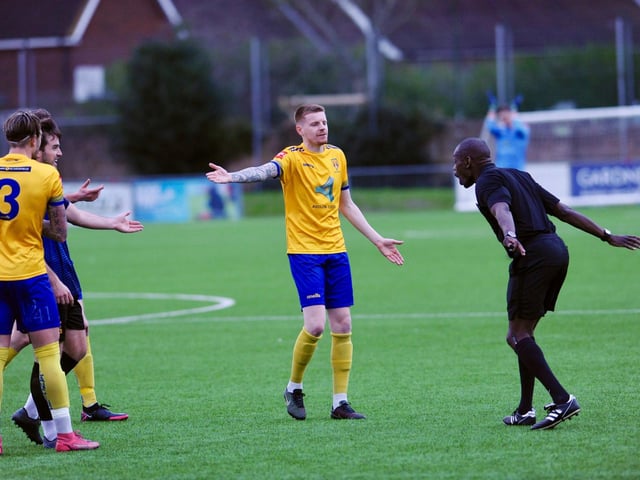Action and goal celebrations from Lancing's win over Three Bridges / Picture: Stephen Goodger