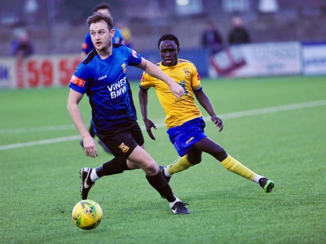 Action and goal celebrations from Lancing's win over Three Bridges / Picture: Stephen Goodger