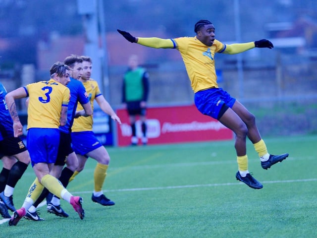 Action and goal celebrations from Lancing's win over Three Bridges / Picture: Stephen Goodger