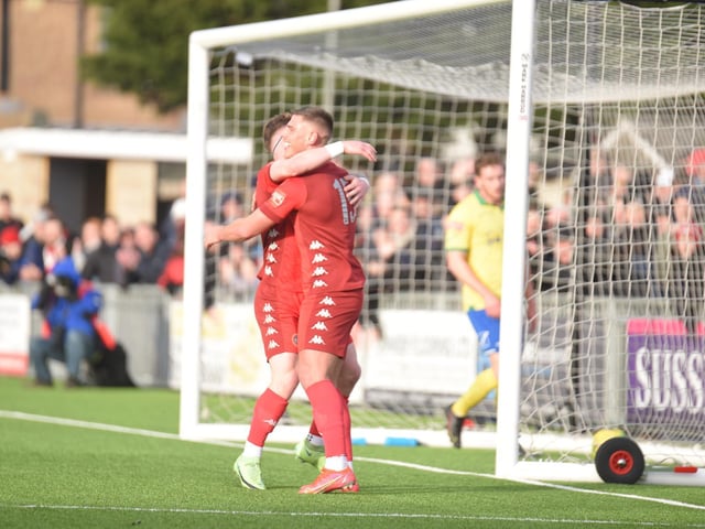 Action and goal celebrations from Worthing's 6-0 Isthmian premier win over Wingate & Finchley at Woodside Road / Pictures: Marcus Hoare