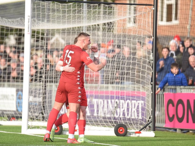 Action and goal celebrations from Worthing's 6-0 Isthmian premier win over Wingate & Finchley at Woodside Road / Pictures: Marcus Hoare