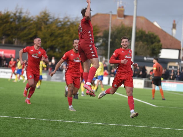 Action and goal celebrations from Worthing's 6-0 Isthmian premier win over Wingate & Finchley at Woodside Road / Pictures: Marcus Hoare