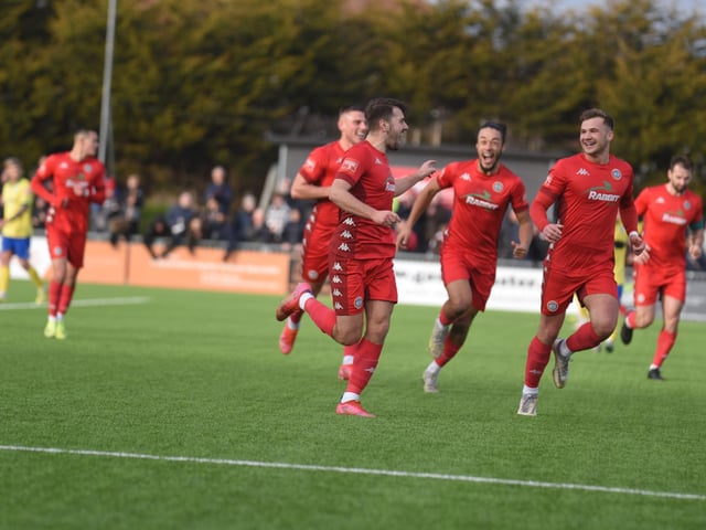 Action and goal celebrations from Worthing's 6-0 Isthmian premier win over Wingate & Finchley at Woodside Road / Pictures: Marcus Hoare