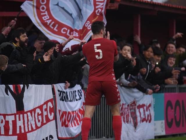 Action and goal celebrations from Worthing's 6-0 Isthmian premier win over Wingate & Finchley at Woodside Road / Pictures: Marcus Hoare