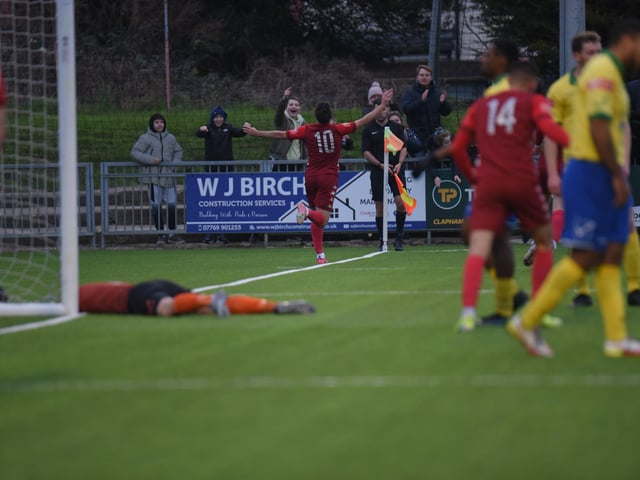 Action and goal celebrations from Worthing's 6-0 Isthmian premier win over Wingate & Finchley at Woodside Road / Pictures: Marcus Hoare