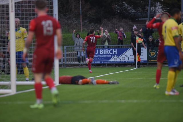 Action and goal celebrations from Worthing's 6-0 Isthmian premier win over Wingate & Finchley at Woodside Road / Pictures: Marcus Hoare