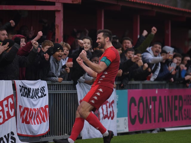 Action and goal celebrations from Worthing's 6-0 Isthmian premier win over Wingate & Finchley at Woodside Road / Pictures: Marcus Hoare