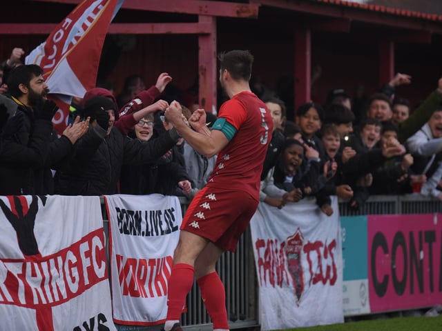 Action and goal celebrations from Worthing's 6-0 Isthmian premier win over Wingate & Finchley at Woodside Road / Pictures: Marcus Hoare