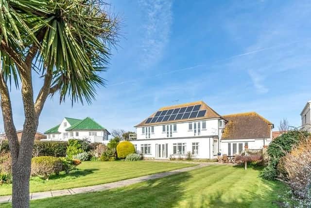 This detached four-bed house in prime seafront position in Ferring is on the market for £1.9million. Photograph: Zoopla