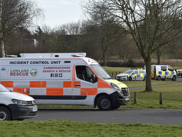 Emergency services at Orton Mere lock gates.