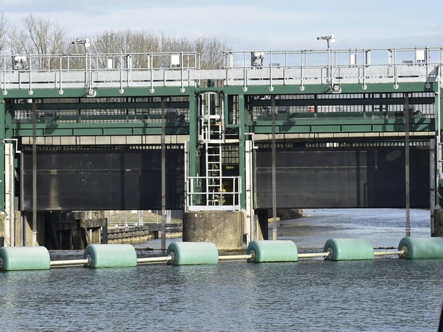 Emergency services at Orton Mere lock gates.