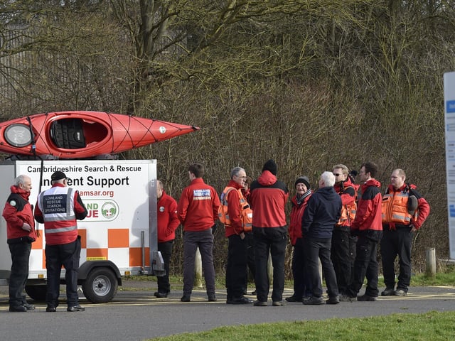 Emergency services at Orton Mere lock gates.