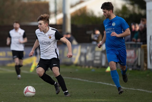 Action from the 2-2 SCFL premier division draw between Pagham and Peacehaven at Nyetimber Lane / Picture: Chris Hatton