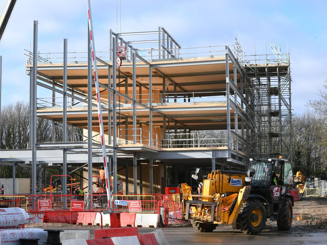 The R&D centre - the second phase of ARU Peterborough - is also taking shape. It's due to be completed in December.  EMN-220214-145029009