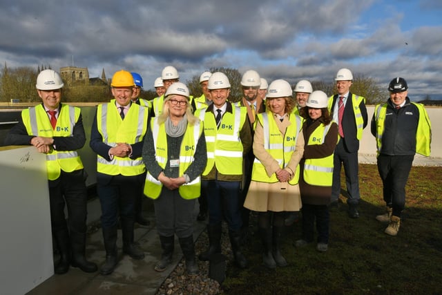 Topping out ceremony at the new ARU Peterborough site at Bishop's Road . Invited guests at the event EMN-220214-144713009