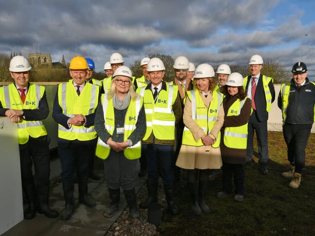 Topping out ceremony at the new ARU Peterborough site at Bishop's Road . Invited guests at the event EMN-220214-144713009