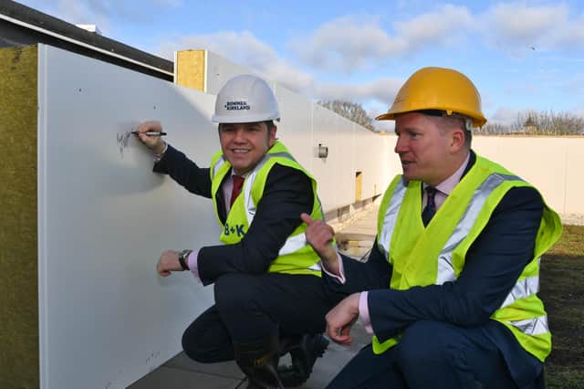 Topping out ceremony at the new ARU Peterborough site at Bishop's Road by  Mayor Dr Nik Johnson and Prof. Ross Renton EMN-220214-145102009