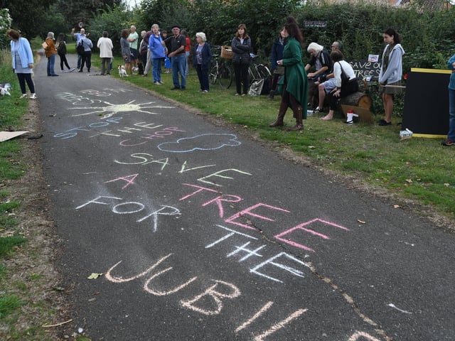 Oak tree protesters at Ringwood next to the tree in September last year.
