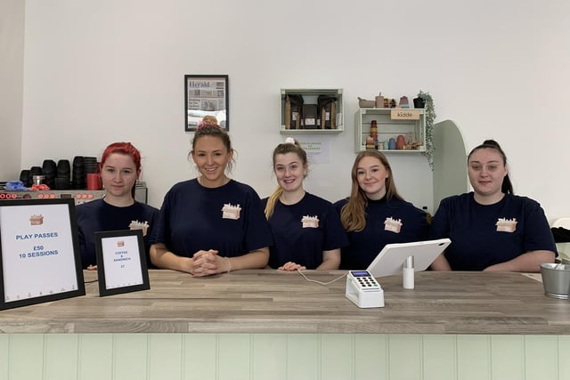 Toybox Café staff, pictured from left to right, are: 

Cerys Davies, 

Chelsey Trowsdale, 
Morgan Stiles

, Flo Strotten and  

Lily Stedman SUS-220216-115123001