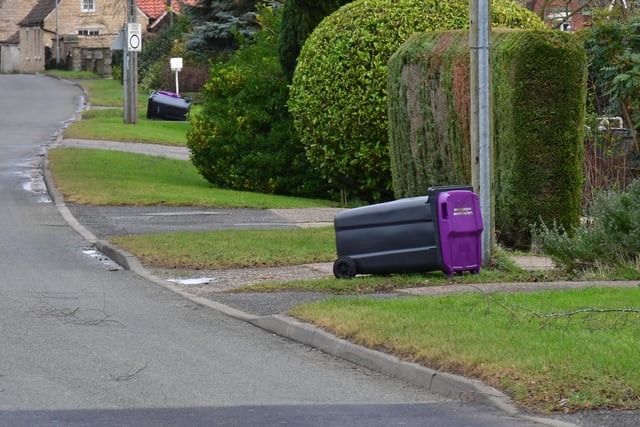 NKDC rubbish collectors were instructed to lay down emptied bins on their rounds today, such as here at Dunston. EMN-220218-155305001