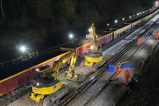 Work began on Friday night (February 18). Picture: Network Rail Kent & Sussex.