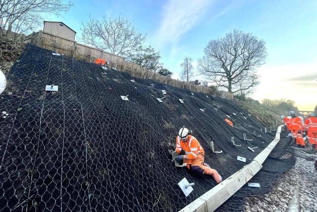 Work is underway to stabilse parts of the embankment at Haywards Heath, Hassocks and Balcombe. Picture: Network Rail Kent & Sussex.