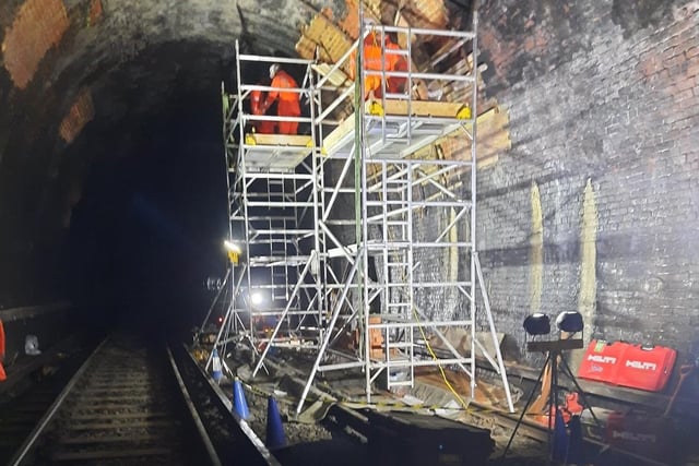 Work is underway to rebuil drainage in the Balcombe tunnel. Picture:  Network Rail Kent & Sussex.