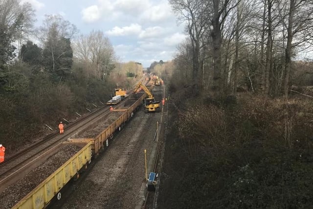 Network Rail Kent & Sussex said the main driver for the closure was the rebuild of Copyhold Junction near Haywards Heath with 6,000tn of ballast and 1,000m of track. Picture: Network Rail Kent & Sussex.