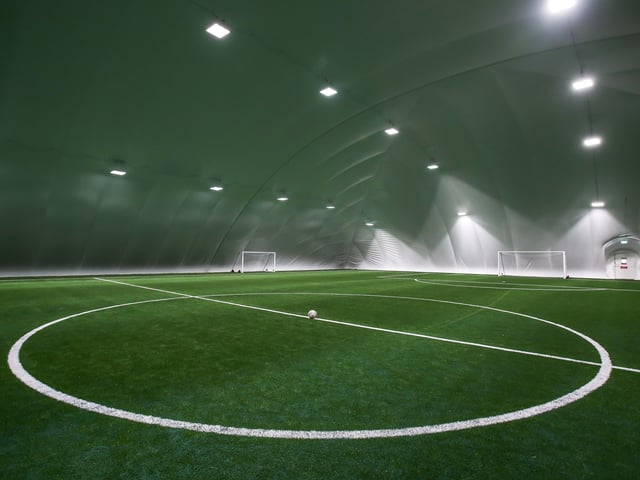 Inside the club's new air dome.