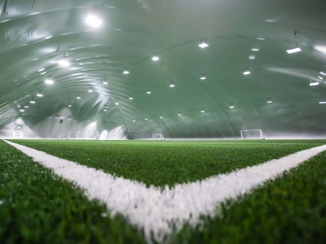 Inside the club's new air dome.