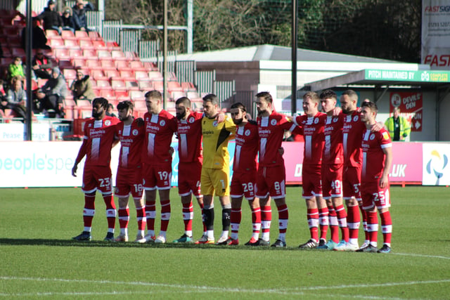 Reds line up before kick off. Crawley Town v Forest Green Rovers. Picture by Cory Pickford SUS-220226-174242004