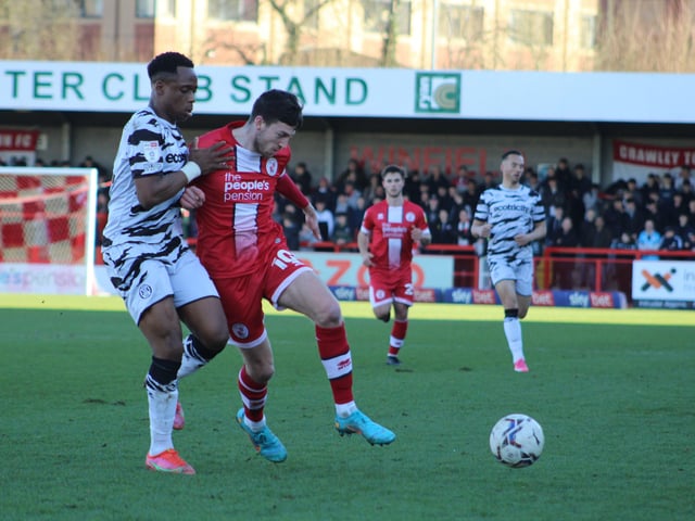 Ashley Nadesan. Crawley Town v Forest Green Rovers. Picture by Cory Pickford SUS-220226-174730004