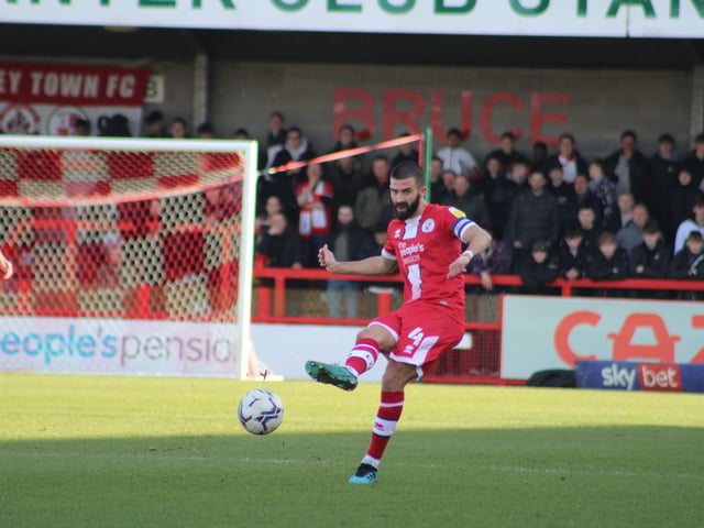 Skipper George Francomb. Crawley Town v Forest Green Rovers. Picture by Cory Pickford SUS-220226-173954004