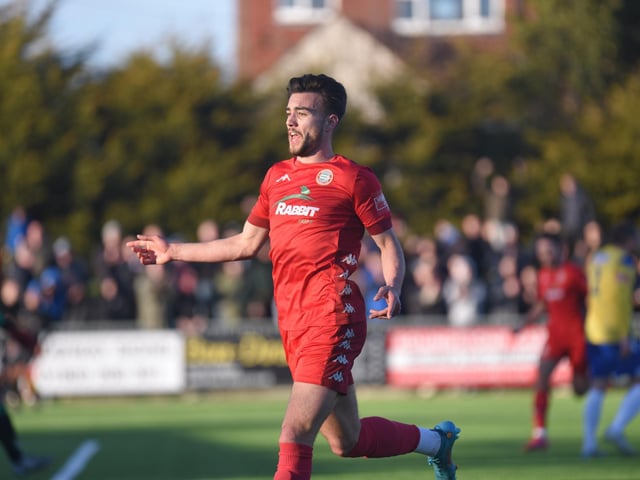 Action and goal celebrations from Worthing's 3-0 Isthmian premier win over Enfield at Woodside Road / Pictures: Marcus Hoare