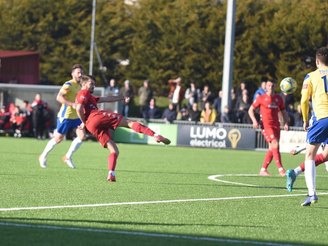 Action and goal celebrations from Worthing's 3-0 Isthmian premier win over Enfield at Woodside Road / Pictures: Marcus Hoare