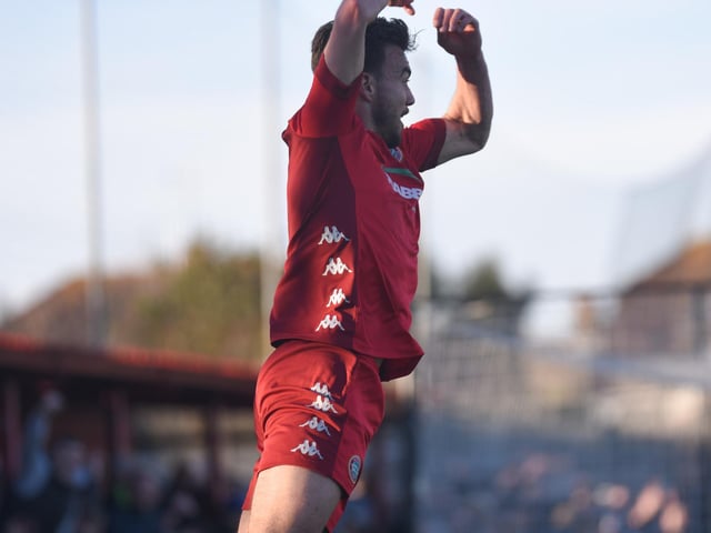 Action and goal celebrations from Worthing's 3-0 Isthmian premier win over Enfield at Woodside Road / Pictures: Marcus Hoare