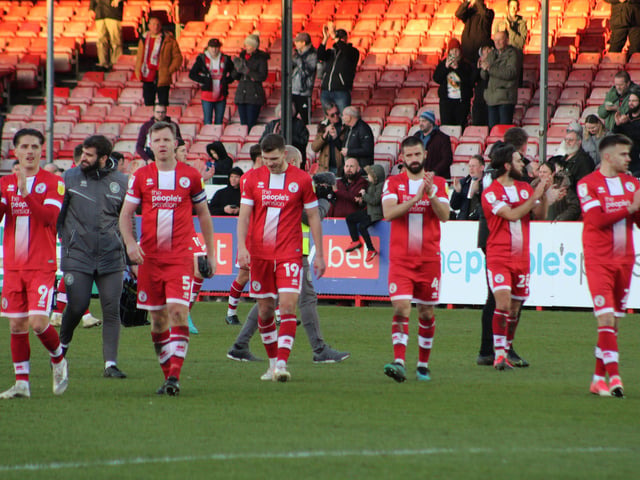 The Players at the end of the game. Crawley Town v Forest Green Rovers. Picture by Cory Pickford SUS-220226-191354004