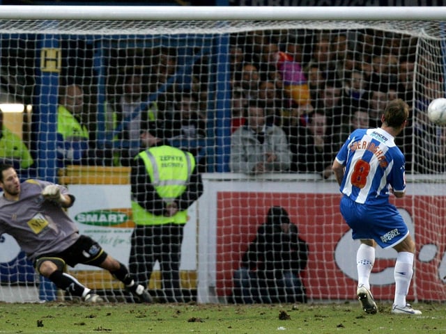 Colchester were a Championship side and they had Teddy Sheringham in their squad, but Darren Ferguson’s exciting Posh team was starting to take shape in League Two and goals from Aaron Mclean, George Boyd and Charlie Lee secured the win. Sheringham scored the Colchester goal from the penalty spot past Mark Tyler (pictured).
