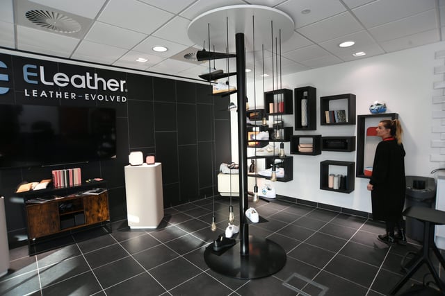 The reception at the new ELeather premises at Alwalton Hill. EMN-220225-162218009